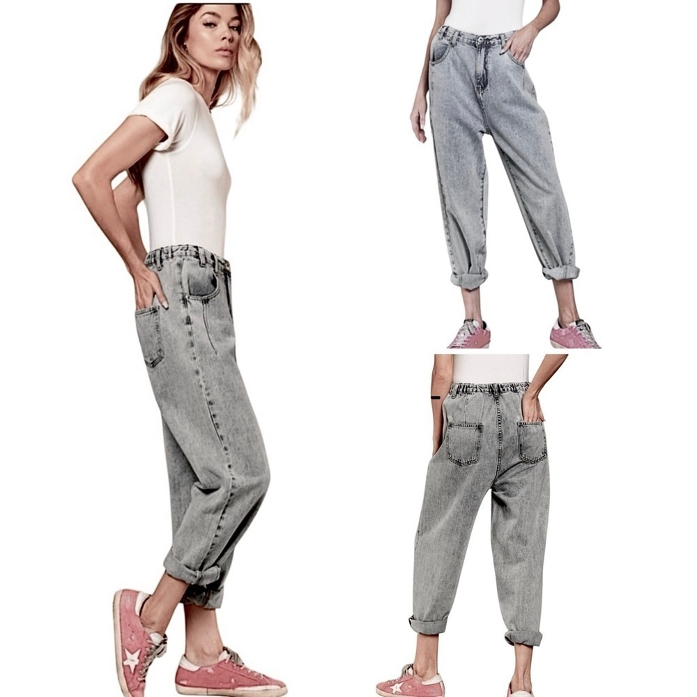 POL Washed Black Denim Boyfriend Jeans Relaxed Fit Straight Leg Size S,M,L New! - Picture 2 of 16